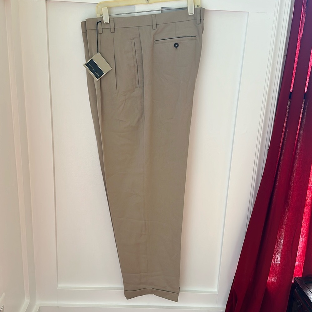 Cutter & Buck Men’s Pleated, Cuffed Khaki Slacks, NWT (size 38x 32)